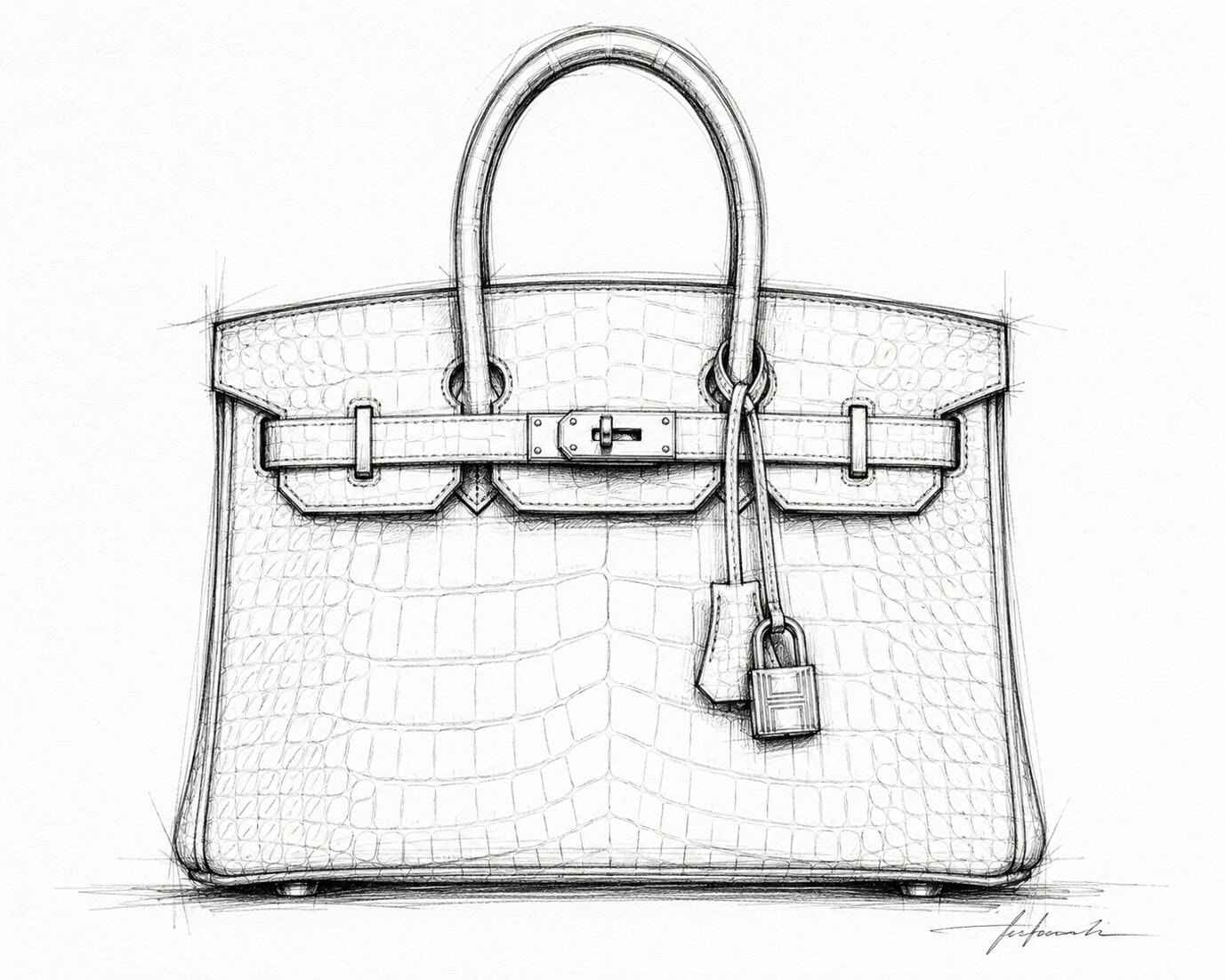 Hand-drawn handbag sketch